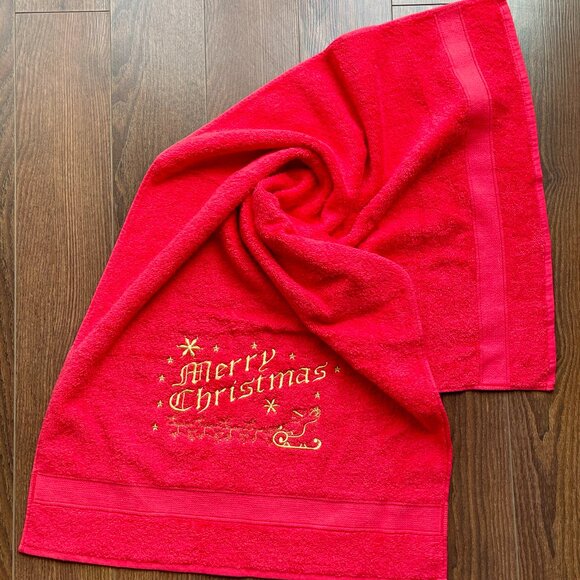 Set of 3 colors - 100% Egyptian Cotton Embroidered Towels For Christmas Decor - Picture 2 of 4